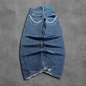 Y2K Baggy Wide Leg Dark Wash Red Ape Vintage 2000s Skater Jeans